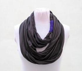 Cotton Scarf, Brown Scarf, Loop Scarf Infinity, Jersey Scarf Necklace